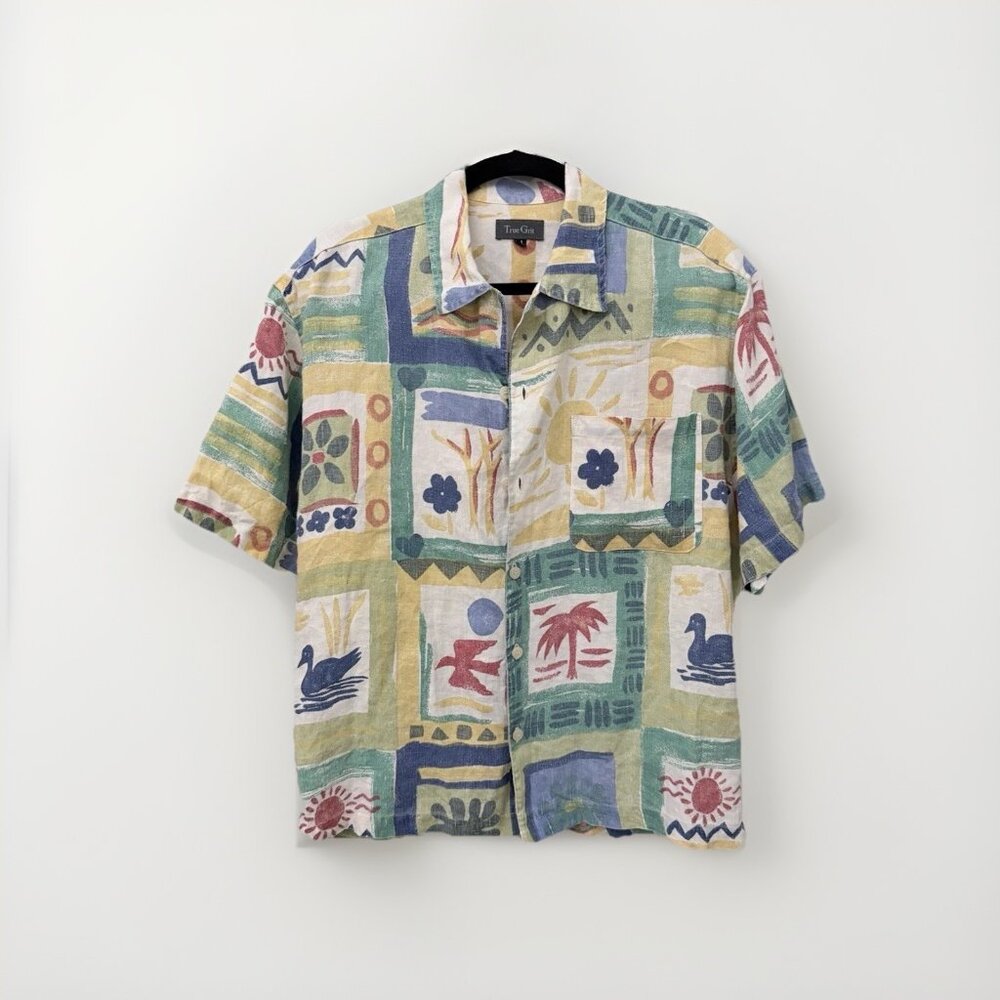 Vintage Nature Lover Linen Camp Shirt 80s